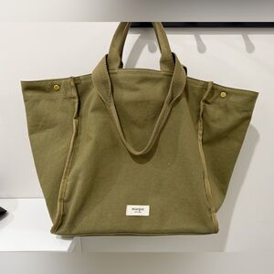 margot Olive Canvas Tote with Dual Top Handles
